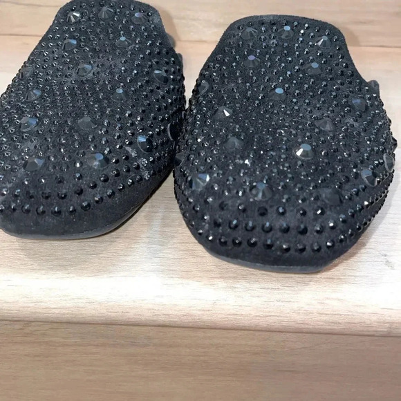 ATALENA  BLSCK RHINESTONE JEWELED EMBELLISHED CUSHIONED BLACK MULES SIZE 7 - Picture 10 of 10